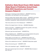 Esthetics State Board Exam 2024 Update  |State Board of Esthetics Actual Exam  2024-2025 Questions and Correct  Answers Rated A+ | Verified Esthetics State Board Exam 2024 Quiz with Accurate Solutions Aranking Allpass