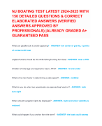 NJ BOATING TEST LATEST 2024-2025 WITH 150 DETAILED QUESTIONS & CORRECT ELABORATED ANSWERS (VERIFIED ANSWERS APPROVED BY PROFESSIONALS) |ALREADY GRADED A+ GUARANTEED PASS
