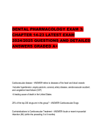 DENTAL PHARMACOLOGY EXAM 3:  CHAPTER 14-23 LATEST EXAM  2024/2025 QUESTIONS AND DETAILED  ANSWERS GRADED A+