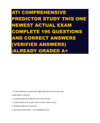ATI COMPREHENSIVE  PREDICTOR STUDY THIS ONE NEWEST ACTUAL EXAM  COMPLETE 196 QUESTIONS  AND CORRECT ANSWERS  (VERIFIED ANSWERS)  |ALREADY GRADED A+