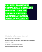 BSN HESI 266 NEWEST  ACTUAL EXAM COMPLETE  100 QUESTIONS AND  CORRECT ANSWERS  (VERIFIED ANSWERS)  |ALREADY GRADED A+