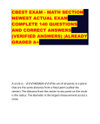 CBEST EXAM - MATH SECTION  NEWEST ACTUAL EXAM  COMPLETE 140 QUESTIONS  AND CORRECT ANSWERS  (VERIFIED ANSWERS) |ALREADY  GRADED A+