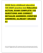 CEOE Early childhood education  105 OSAT practice test Education  ACTUAL EXAM COMPLETE 155 QUESTIONS AND CORRECT  DETAILED ANSWERS (VERIFIED ANSWERS) |ALREADY GRADED  A+