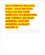 Early Childhood Education  Praxis / Early Education  Praxis ACTUAL EXAM  COMPLETE 155 QUESTIONS  AND