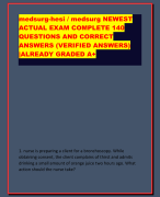 medsurg-hesi / medsurg NEWEST  ACTUAL EXAM COMPLETE 140  QUESTIONS AND CORRECT  ANSWERS (VERIFIED ANSWERS)  |ALREADY GRADED A+