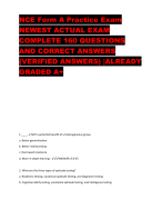 NCE Form A Practice Exam NEWEST ACTUAL EXAM  COMPLETE 160 QUESTIONS  AND CORRECT ANSWERS  (VERIFIED 