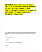 RN227 Peds Neuro & Sensory disorders / RN227 Peds Neuro & Sensory disorders ACTUAL EXAM COMPLETE 155  QUESTIONS AND CORRECT DETAILED  ANSWERS (VERIFIED ANSWERS)  |ALREADY GRADED A+