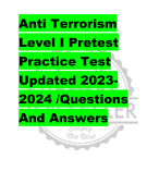 Anti Terrorism  Level I Pretest Practice Test  Updated 2023- 2024 /Questions  And Answers