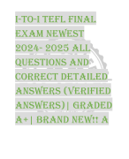 i-to-i TEFL FINAL  EXAM NEWEST  2024- 2025 ALL  QUESTIONS AND  CORRECT DETAILED  ANSWERS (VERIFIED  ANSWERS)| GRADED  A+| BRAND NEW!! A