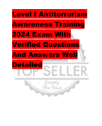 Level I Antiterrorism  Awareness Training 2024 Exam With  Verified Questions  And Answers Well  Detailed