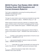 BICSI Practice Test Retake 2024 | BICSI  Practice Exam 2024 Questions and  Correct Answers Rated A+ | Verified BICSI Practice Retake Exam 2024 Quiz with Accurate Solutions Aranking Allpass