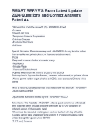 SMART SERVE'S Exam Latest Update  2024 Questions and Correct Answers  Rated A+ | Verified SMART SERVE'S Actual Exam 2024 Quiz with Accurate Solutions Aranking Allpass