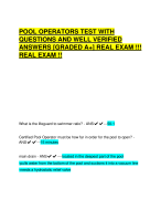 POOL OPERATORS TEST WITH  QUESTIONS AND WELL VERIFIED  ANSWERS [GRADED A+] REAL EXAM !!! REAL EXAM !!