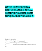 WATER HEATERS TEXAM  MASTER PLUMBER ACTUAL  EXAM PREP [ACTUAL EXAM  100%[] ALREADY GRADED A+