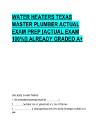 WATER HEATERS TEXAS MASTER PLUMBER ACTUAL  EXAM PREP [ACTUAL EXAM  100%[] ALREADY GRADED A+