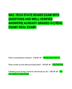 NAIL TECH STATE BOARD EXAM WITH  QUESTIONS AND WELL VERIFIED  ANSWERS[ ALREADY GRADED A+] REAL  EXAM!! REAL EXAM!!