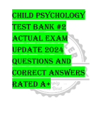 Child Psychology  Test Bank #2 Actual Exam  Update 2024  Questions and  Correct Answers  Rated A+