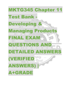 MKTG345 Chapter 11  Test Bank - Developing &  Managing Products FINAL EXAM  QUESTIONS AND  DETAILED ANSWERS  (VERIFIED  ANSWERS) |  A+GRADE