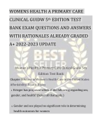 WOMENS HEALTH A PRIMARY CARE  CLINICAL GUIDW 5th EDITION TEST  BANK EXAM QUESTIONS AND ANSWERS  WITH RATIONALES ALREADY GRADED  A+ 2022-2023 UPDATE