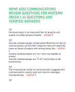 NRNP 6552 COMMUNICATIONS  REVIEW QUESTIONS FOR MIDTERM  (WEEK 1-6) QUESTIONS AND  VERIFIED ANSWERS 