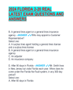 2024 FLORIDA 2-20 REAL  LATEST EXAM QUESTIONS AND  ANSWERS