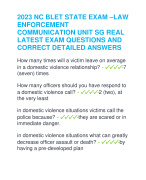 2023 NC BLET STATE EXAM –LAW  ENFORCEMENT  COMMUNICATION UNIT SG REAL  LATEST EXAM QUESTIONS AND  CORRECT DETAILED ANSWERS