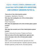 CCJ112 - POLICE, COURTS, CRIMINAL LAW EXAM PREP WITH COMPLETE QUESTIONS  AND CORRECT ANSWERS RATED A