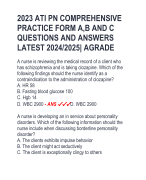 2023 ATI PN COMPREHENSIVE  PRACTICE FORM A,B AND C  QUESTIONS AND ANSWERS  LATEST 2024/2025| AGRADE 