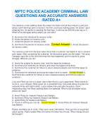 MPTC POLICE ACADEMY CRIMINAL LAW  QUESTIONS AND ACCURATE ANSWERS  RATED A+