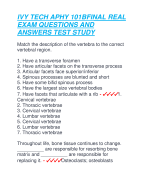 IVY TECH APHY 101BFINAL REAL  EXAM QUESTIONS AND  ANSWERS TEST STUDY
