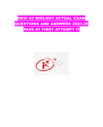 HESI A2 BIOLOGY ACTUAL EXAM QUESTIONS AND ANSWERS 2024-25 PASS AT FIRST ATTEMPT !!