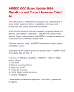 AMEDD CCC Exam Update 2024  Questions and Correct Answers Rated  A+ | Verified AMEDD CCC ActualExam Update 2024  Quiz with Accurate Solutions Aranking Allpass