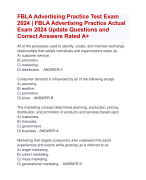 FBLA Advertising Practice Test Exam  2024 | FBLA Advertising Practice Actual  Exam 2024 Update Questions and  Correct Answers Rated A+ | Verified FBLA Advertising Practice Exam 2024  Quiz with Accurate Solutions Aranking Allpass