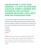 HESI MILESTONE 2 LATEST EXAM (VERSIONS 1 & 2) WITH 200 QUESTIONS & DETAILED CORRECT ANSWERS WITH RATIONALES (100% ACCURATE ANSWERS) MILESTONE 2 HESI LATEST EXAM 2024 GUARANTEED PASS!!