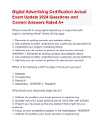 Digital Advertising Certification Actual  Exam Update 2024 Questions and  Correct Answers Rated A+ | Verified Digital Advertising Certification 2024 Quiz with Accurate Solutions Aranking Allpass
