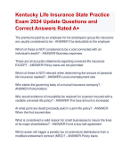 Kentucky Life Insurance State Practice Exam 2024 Update Questions and  Correct Answers Rated A+ | Verified Kentucky Life Insurance State Practice Exam 2024 Quiz with Accurate Solutions Aranking pass