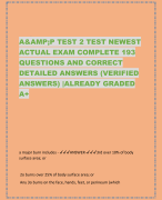A&P TEST 2 TEST NEWEST  ACTUAL EXAM COMPLETE 193  QUESTIONS AND CORRECT  DETAILED ANSWERS (VERIFIED 