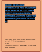 EXAM 3 MICROBIAL  SYSTEMATICS AND TAXONOMY  TEST NEWEST ACTUAL EXAM  QUESTIONS AND CORRECT  DETAILED ANSWERS (VERIFIED  ANSWERS) |ALREADY GRADED  A+