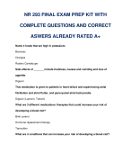 NUR327 EXAM TEST WITH COMPLETE  QUESTIONS AND CORRECT ANSWERS  RATED A+