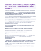 Maternal-Child Nursing Chapter 16| Nur  2513 Test Bank Questions and Correct  Answers 2024 Rated A+