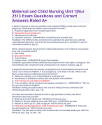 Nur 2513 Latest Update Maternal Child Nursing Exam 2024 Questions and  Correct Answers Rated A+