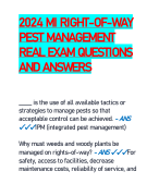 2024 MI RIGHT-OF-WAY  PEST MANAGEMENT  REAL EXAM QUESTIONS  AND ANSWERS 