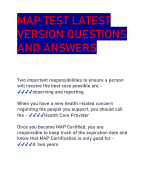 MAP TEST LATEST VERSION QUESTIONS  AND ANSWERS