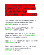 2024/2025 INSIDE LMVH  CERTIFICATE UPDATED  QUESTIONS AND  ANSWERS 100% SOLVED