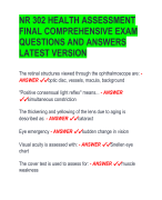 NR 302 HEALTH ASSESSMENT  FINAL COMPREHENSIVE EXAM  QUESTIONS AND ANSWERS  LATEST VERSION