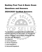 Barkley Post Test A Basic Exam  Questions and Answers  2024/2025 Verified Answers