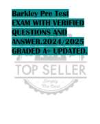 Barkley Pre Test EXAM WITH VERIFIED  QUESTIONS AND  ANSWER.2024/2025  GRADED A+ UPDATED.