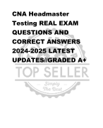 CNA Headmaster  Testing REAL EXAM  QUESTIONS AND  CORRECT ANSWERS  2024-2025 LATEST  UPDATES//GRADED A+