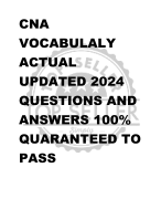 CNA  VOCABULALY  ACTUAL  UPDATED 2024  QUESTIONS AND  ANSWERS 100%  QUARANTEED TO  PASS