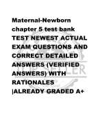 Maternal-Newborn  chapter 5 test bank TEST NEWEST ACTUAL  EXAM QUESTIONS AND  CORRECT DETAILED  ANSWERS (VERIFIED  ANSWERS) WITH  RATIONALES |ALREADY GRADED A+